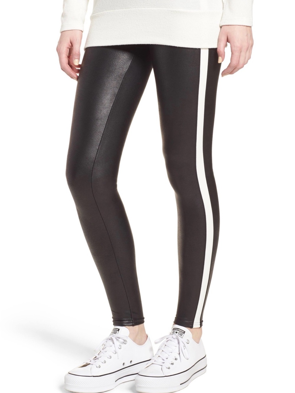SPANX Faux Leathet Side Stripe Legging
